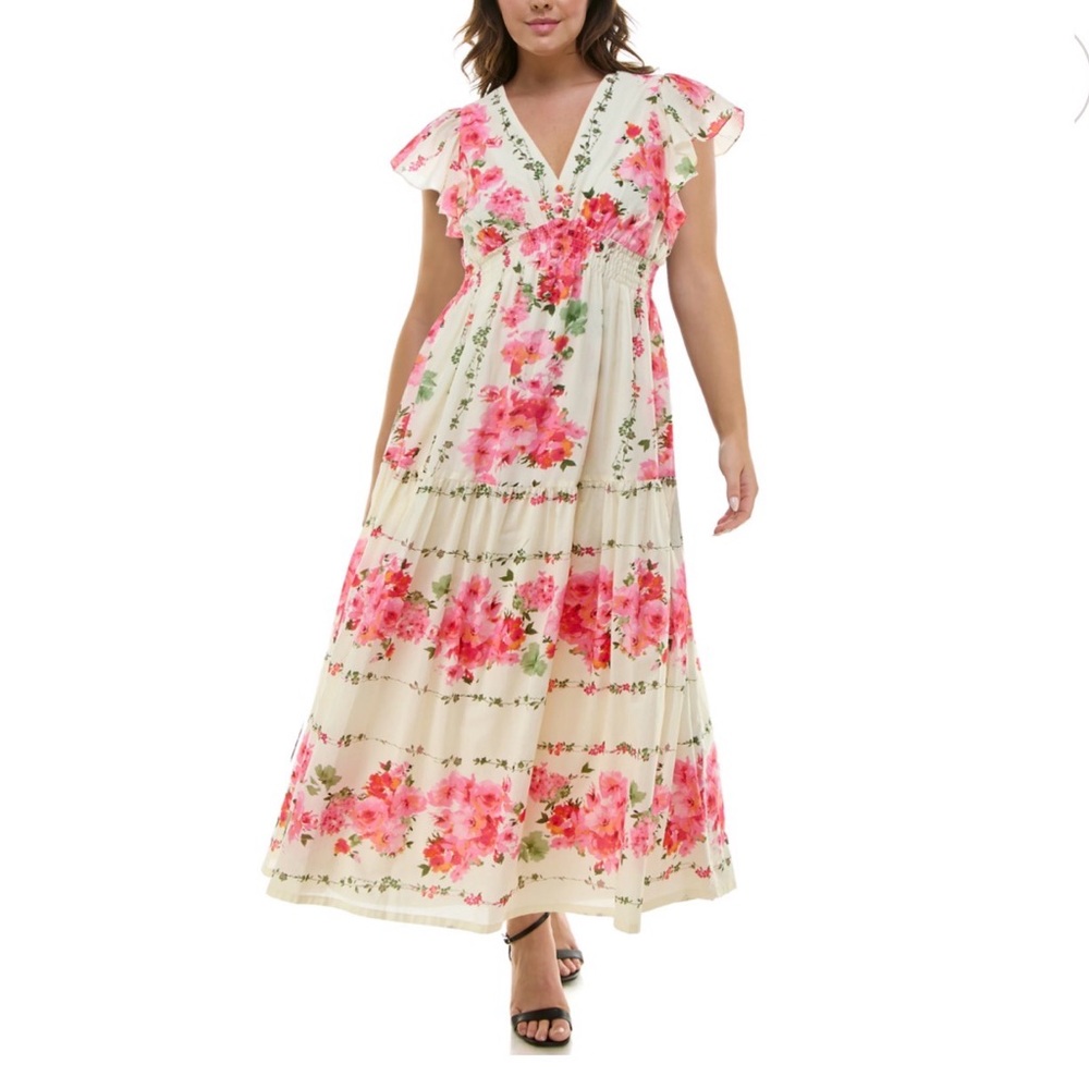 🌹HOST PICK🌹 Taylor Pink and Cream Floral Maxi Dress